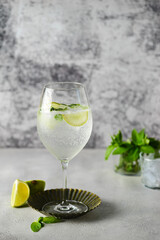 mojito with mint and lime in a glass