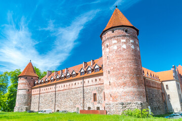 Castle of gothic Teutonic castle and a former stronghold for Pomeranian dukes at sunny day in...