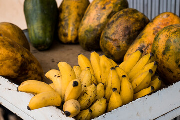 ripe sugary banana with some pawpaw or papaya
