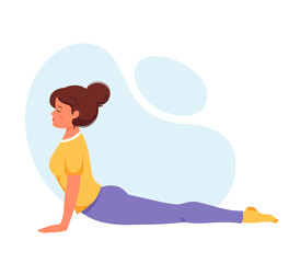 Woman practicing yoga. Healthy lifestyle, relax, meditation. Vector illustration