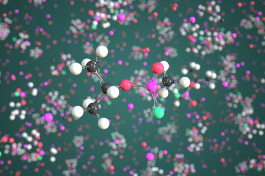 Sarin molecule, conceptual molecular model. Chemical 3d rendering