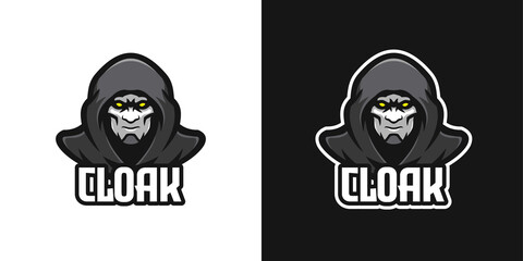 Mysterious Cloaked Man Mascot Character Logo Template