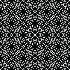  floral seamless pattern background.Geometric ornament for wallpapers and backgrounds. Black and white pattern.