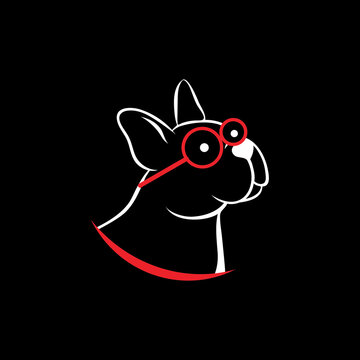 Nerd dog with a glass t shirt logo design