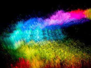 	
light painting photography, waves of vibrant color against a black background. Long exposure photo of vibrant fairy lights in abstract	
