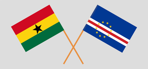Crossed flags of Ghana and Cape Verde. Official colors. Correct proportion