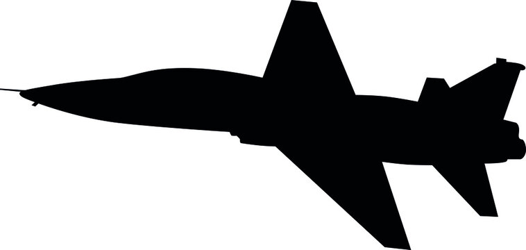 T-38 Talon is a twin-engine trainer from the US manufacturer for military pilots of the United States Air Force, US air force and NATO military jet realistic silhouette