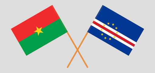 Crossed flags of Cape Verde and Burkina Faso. Official colors. Correct proportion