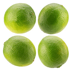 collection of limes isolated on a white background