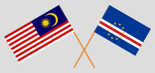 Crossed flags of Malaysia and Cape Verde. Official colors. Correct proportion