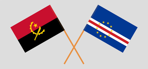 Crossed flags of Angola and Cape Verde. Official colors. Correct proportion