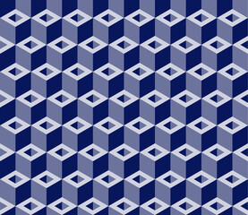 Completely seamless, abstract cube pattern. Black and white geometric 3d vector wallpaper, cube pattern background.