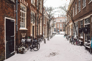 Street Amidst Buildings During Winter