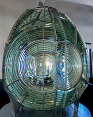 Double Flash Light - The massive spinning Fresnel lens of the Point Arena Lighthouse produced a...