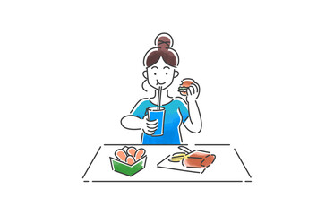 気ままな毎日を過ごしている女性　ジャンクフード