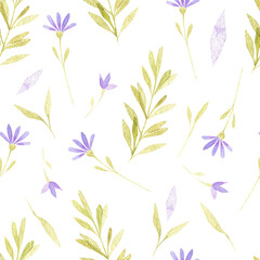 Seamless pastel purple flowers pattern. Pattern for cards,  wrapping paper, posters, backgrounds. 
