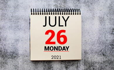 Save the Date written on a calendar - July 26