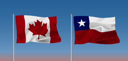 カナダとチリ共和国の国旗
