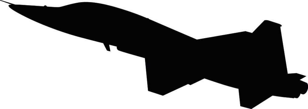 T-38 is a twin-engine trainer from the US manufacturer for military pilots of the United States Air Force, US air force and NATO military jet realistic silhouette