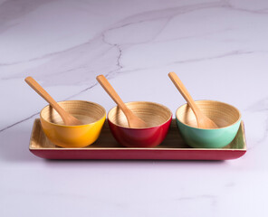 Cuencos de bamboo. Utensillos de cocina
