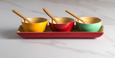 Cuencos de bamboo. Utensillos de cocina