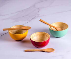 Cuencos de bamboo. Utensillos de cocina