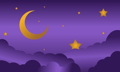 Naklejka na ściany i meble Skyscape background with beautiful moon and stars. suitable for posters and wallpapers
