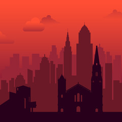 Cleveland, USA famous city scape view background.