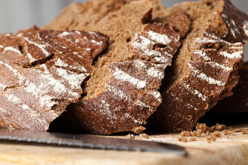 fresh and soft homemade rye bread made from flour