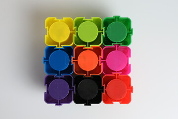 square colorful jigsaws group together as a nine-piece square art