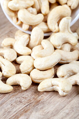 delicious and healthy raw cashew nuts, close up