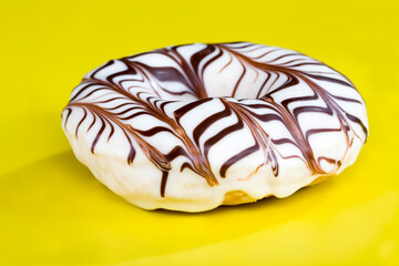 delicious doughnuts with chocolate covered filling, close up