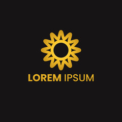 gold circle shine sun moon logo