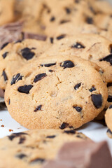 delicious wheat flour cookies and chocolate drops inside