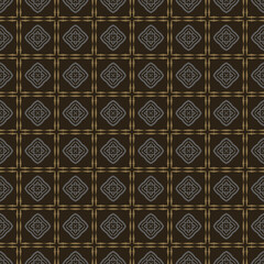 Background pattern with simple decorative ornamentation on a black background, wallpaper. Seamless pattern, texture. Vector illustration for design.