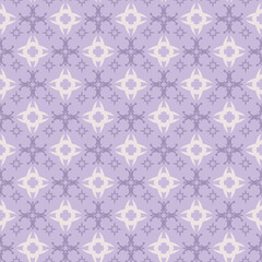 Modern background pattern with decorative ornaments on purple backdrop, wallpaper. Seamless pattern, texture. Vector image