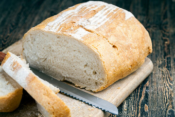 fresh loaf of wheat flour bread