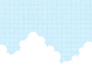 青空と入道雲－夏の空－破線グリッド
