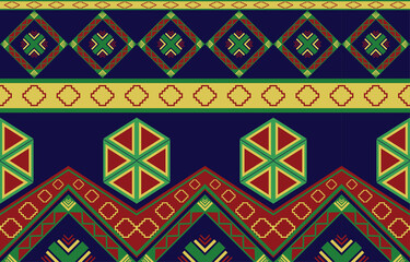 Geometric oriental tribal ethnic pattern traditional background Design for carpet,wallpaper,clothing,wrapping,batik,fabric,Vector illustration embroidery style.