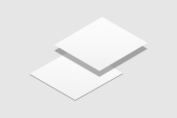 Realistic blank square business card illustration for mockup. 3D rendering.