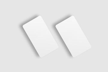 Realistic blank vertical business card illustration for mockup. 3D rendering.