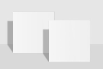 Realistic blank square business card illustration for mockup. 3D rendering.