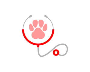 Stethoscope with pet paws in the middle