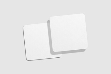 Realistic blank square business card illustration for mockup. 3D rendering.