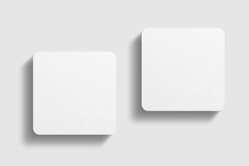 Realistic blank square business card illustration for mockup. 3D rendering.