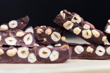 nuts and natural products in the production of chocolate with nuts