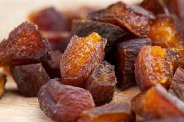 dried apricot fruits cut into pieces during cooking