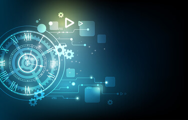 Fototapeta premium Geometric technology clock.engineer cog wheel concept
