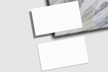 Realistic blank business card illustration for mockup. 3D rendering.