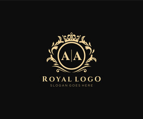 Initial AA Letter Luxurious Brand Logo Template, for Restaurant, Royalty, Boutique, Cafe, Hotel, Heraldic, Jewelry, Fashion and other vector illustration.